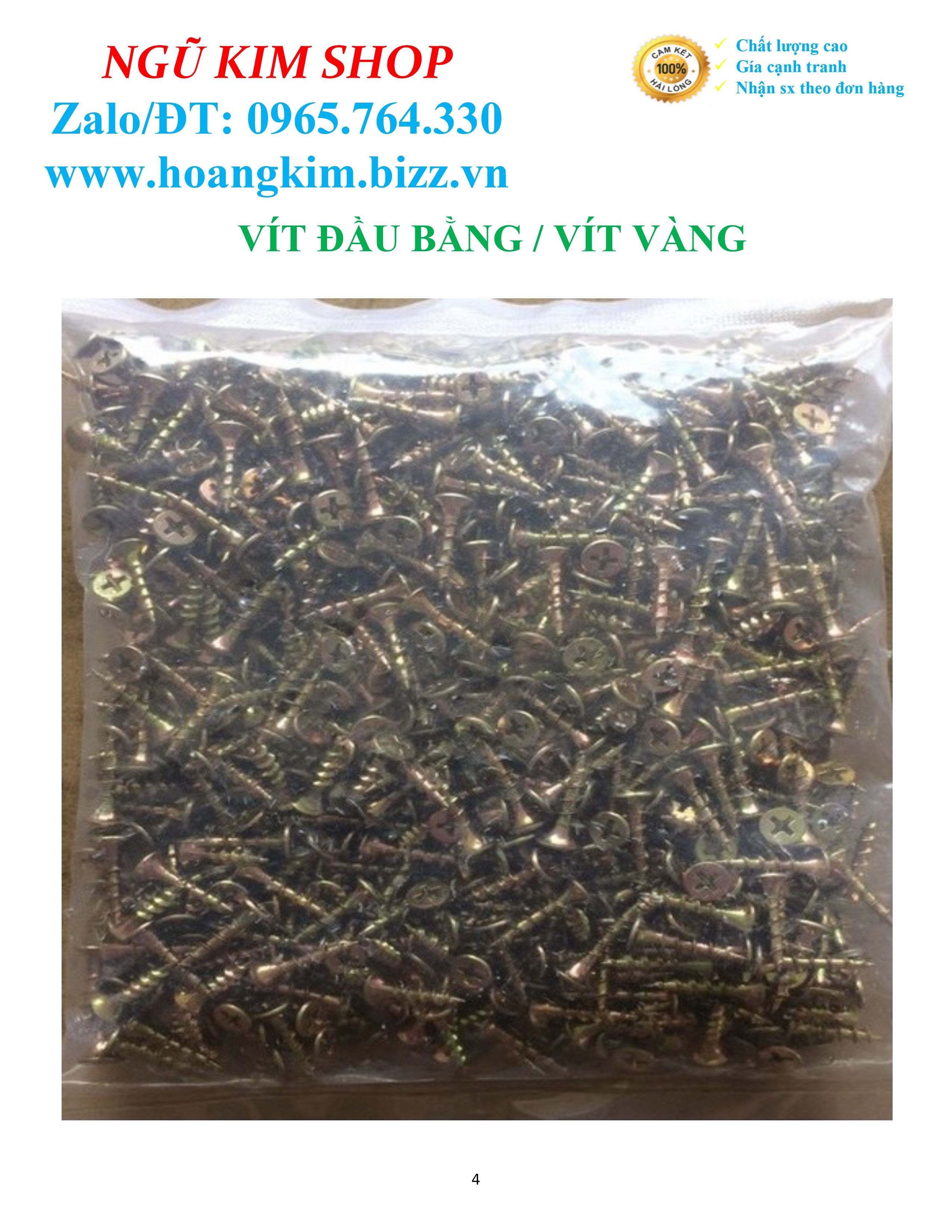 1 KG VÍT VÀNG ĐẦU BẰNG RĂNG THƯA 1.5cm -> 5cm THANH LÝ
