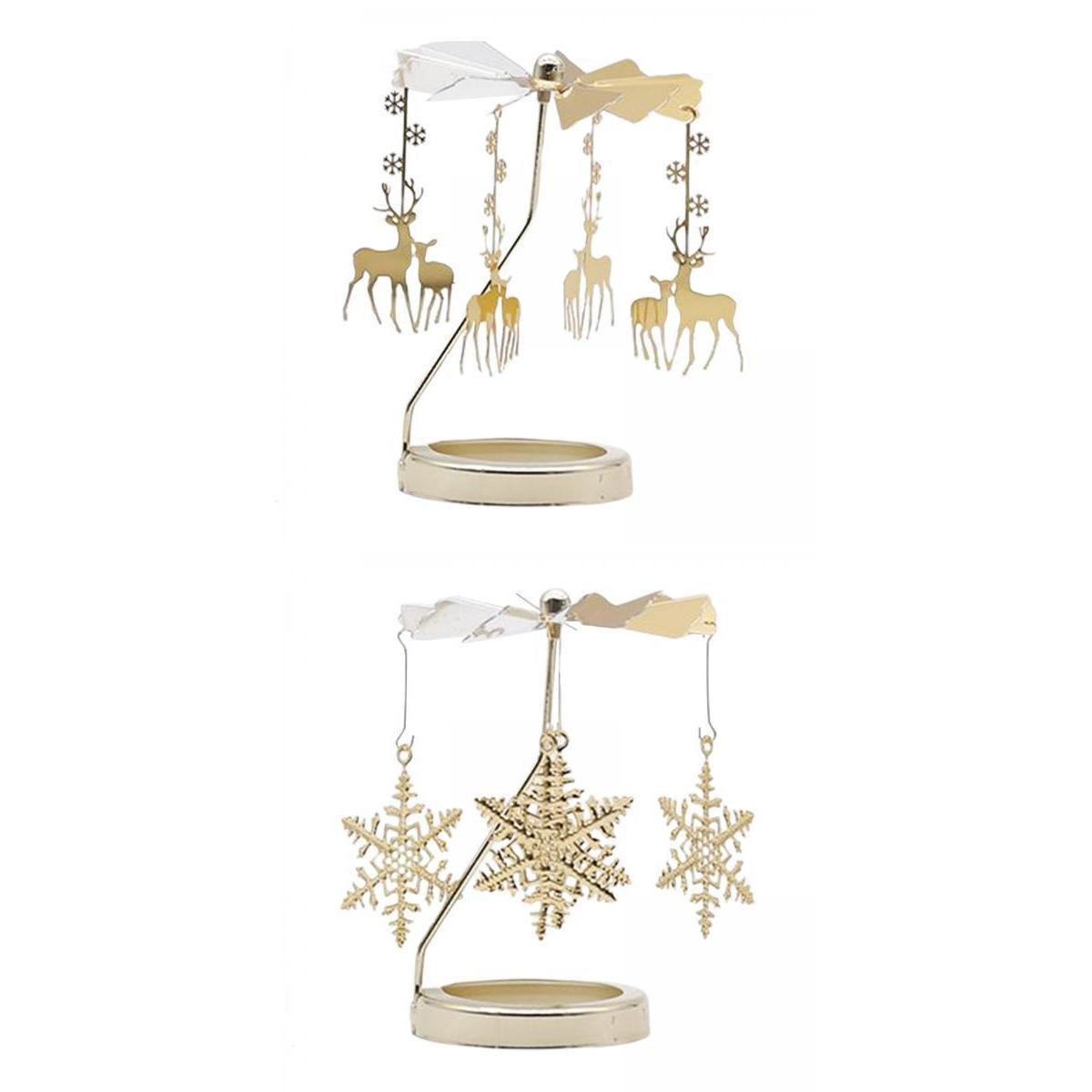 2x Rotating Candlestick Metal Tea Light Candle Holder for Fireplace Decor