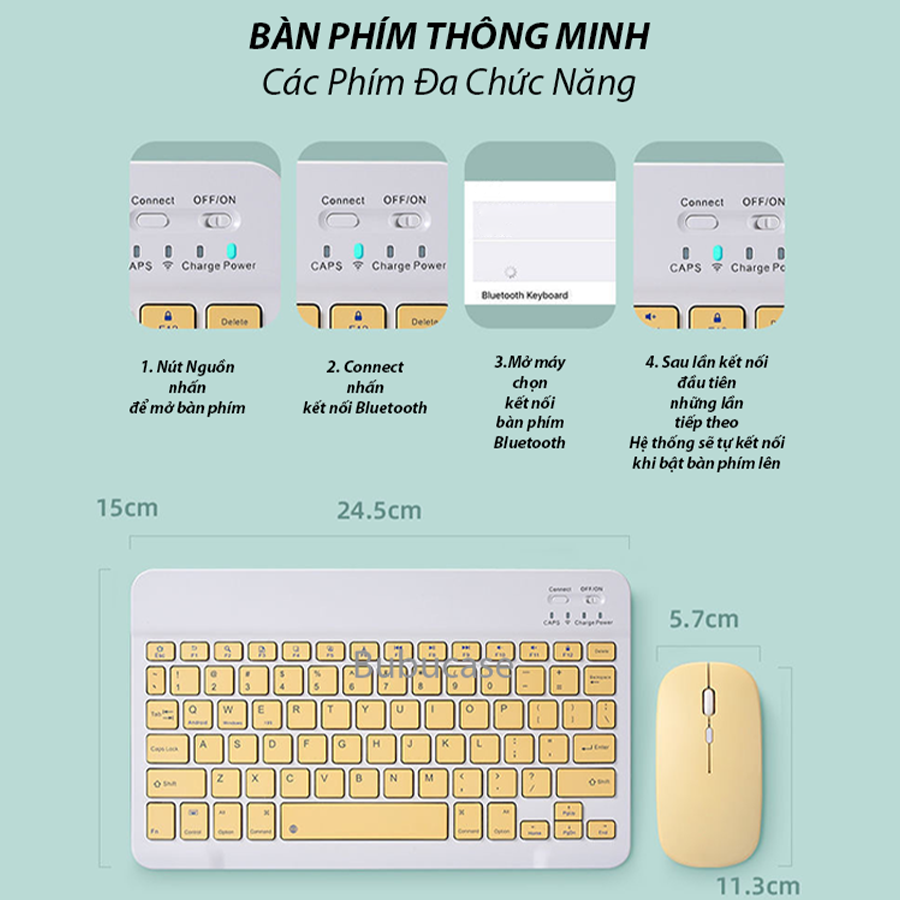 Bộ Bàn Phím Chuột Không Dây Pastel - Dùng Cho Văn Phòng, IPad, Smart TV - Nhỏ Gọn, Nhiều Màu, Tiện Dụng