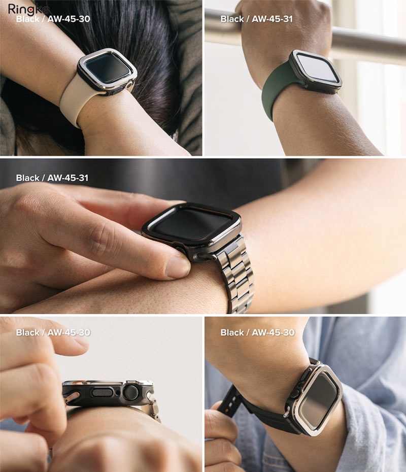 Combo Ringke Air Sports &amp; Bezel Styling dành cho Apple Watch 9/8/7 45mm/SE/6/5/4 44mm - Hàng Chính Hãng