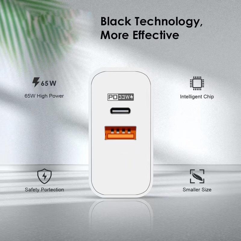 Củ Sạc 65W 2 Cổng US EU Cho IPhone Và Android Điện Thoại