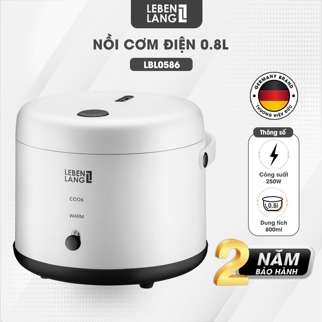 Nồi cơm điện mini Lebenlang LBL0586 công suất 250W, dung tích 800ml, thiết kế hiện đại, bảo hành 2 năm - hàng chính hãng