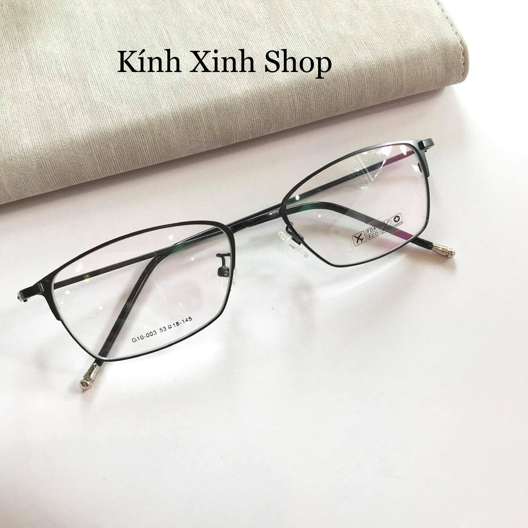 Kính Giả Cận, Gọng Kính Cận Nam Nữ Dáng Vuông form nhỏ Kim loại mảnh