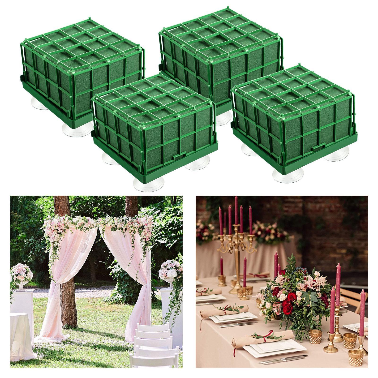 2x 4 Pcs Floral Foam Blocks Square Floral Bricks Flower Mud Foam Kit Arrangement for Florist Floral Arrangement Green Styrofoam Dry Or Wet