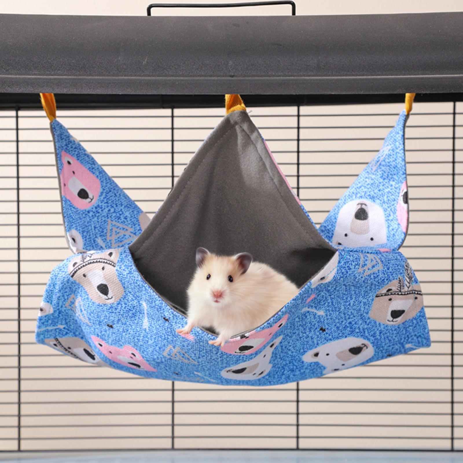 Hamster Hammock Pet Cage Hammock Cage Hanging 2 Layer Tunnel Toys Warm Play Swinging Bed Pet Sleeping Bed for Small Pet, Totoro, Rat, Chinchilla