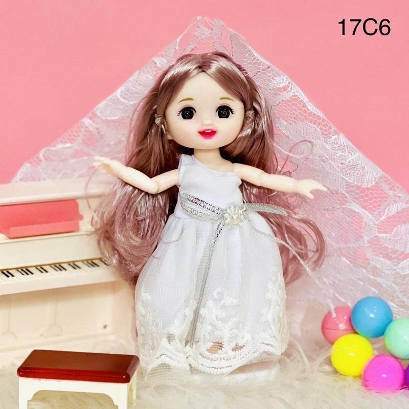 Set búp bê barbie dễ thương 17cm BJD kích thước 1/8 xinh xắn bao gồm áo quần đồ chơi cho bé gái