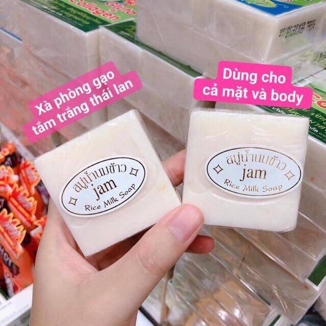 Xà Phòng Cám Gạo Thái Lan Jam Rice Milk Soap [1 Lốc 12 Cục]