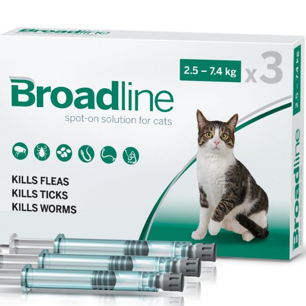 1 tuýp Nhỏ gáy Broadline. phòng nội ngoại ký sinh trùng cho mèo (ve rận bọ chét, giun sán)