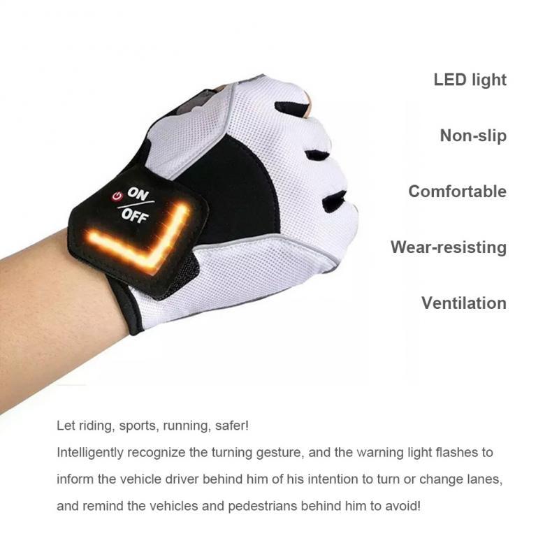 Găng Tay Xe Đạp Cảm Biến Trọng Lực Đèn Báo Rẽ Xe Đạp Găng Tay Nửa Ngón Thông Minh Tự Động Cảnh Báo Đèn Lái Găng Tay Xe Đạp Ngoài Trời Color: 1Pair White Size: XL