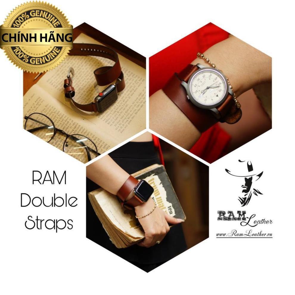 DÂY ĐỒNG HỒ ĐÔI DOUBLE STRAP DA BÒ THẬT CAO CẤP - CHÍNH HÃNG RAM LEATHER