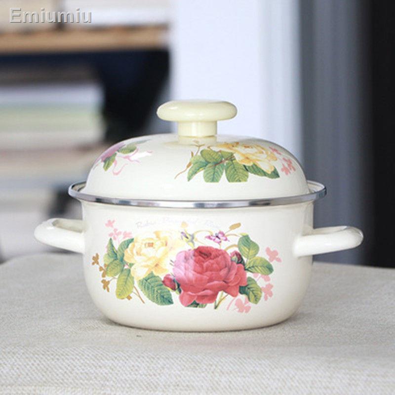 Nồi tráng men dày 16-24cm có nắp đậy tô mì ăn liền hai bên, tô trộn trái cây, nồi nấu phở, nồi hầm, bếp từ đa năng