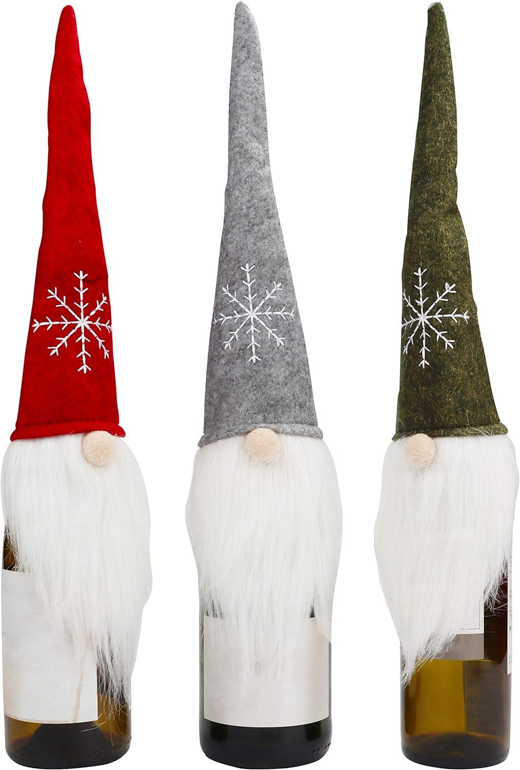 Nắp chai Giáng sinh - 42 x 19cm Trang trí chai gnome Thụy Điển Trang trí Giáng sinh gói quà cho chai rượu vang chai rượu sâm banh Chai mũ ông già Noel