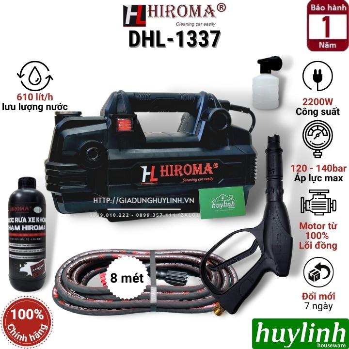 Máy xịt rửa xe cao áp Hiroma DHL-1337 - công suất 2200W - Tặng 1 lít nước rửa xe - Motor từ lõi đồng 100%