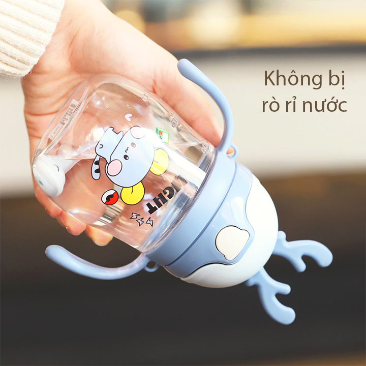 Bình nước cho bé, Bình nước có ống hút cho bé tập uống có van chống sặc cao cấp 300ml bằng nhựa PP chịu nhiệt tốt có tay cầm tiện lợi – BN010