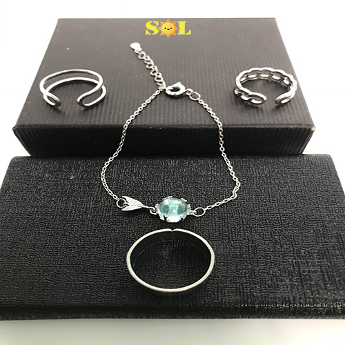Vòng tay viên ngọc xanh biển cả huyền thoại xinh đẹp + nhẫn thời trang, cá tính