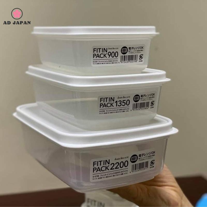 Hộp đựng thực phẩm bằng nhựa nắp dẻo Fitin Pack màu trắng 300ml, 600ml, 900ml, 1350ml, 2200ml hàng nội địa Nhật AD19