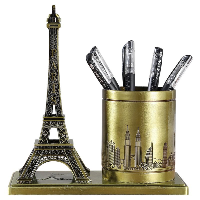 Hộp đựng bút cao cấp hình Tháp Eiffel trang trí bàn làm việc, bàn học