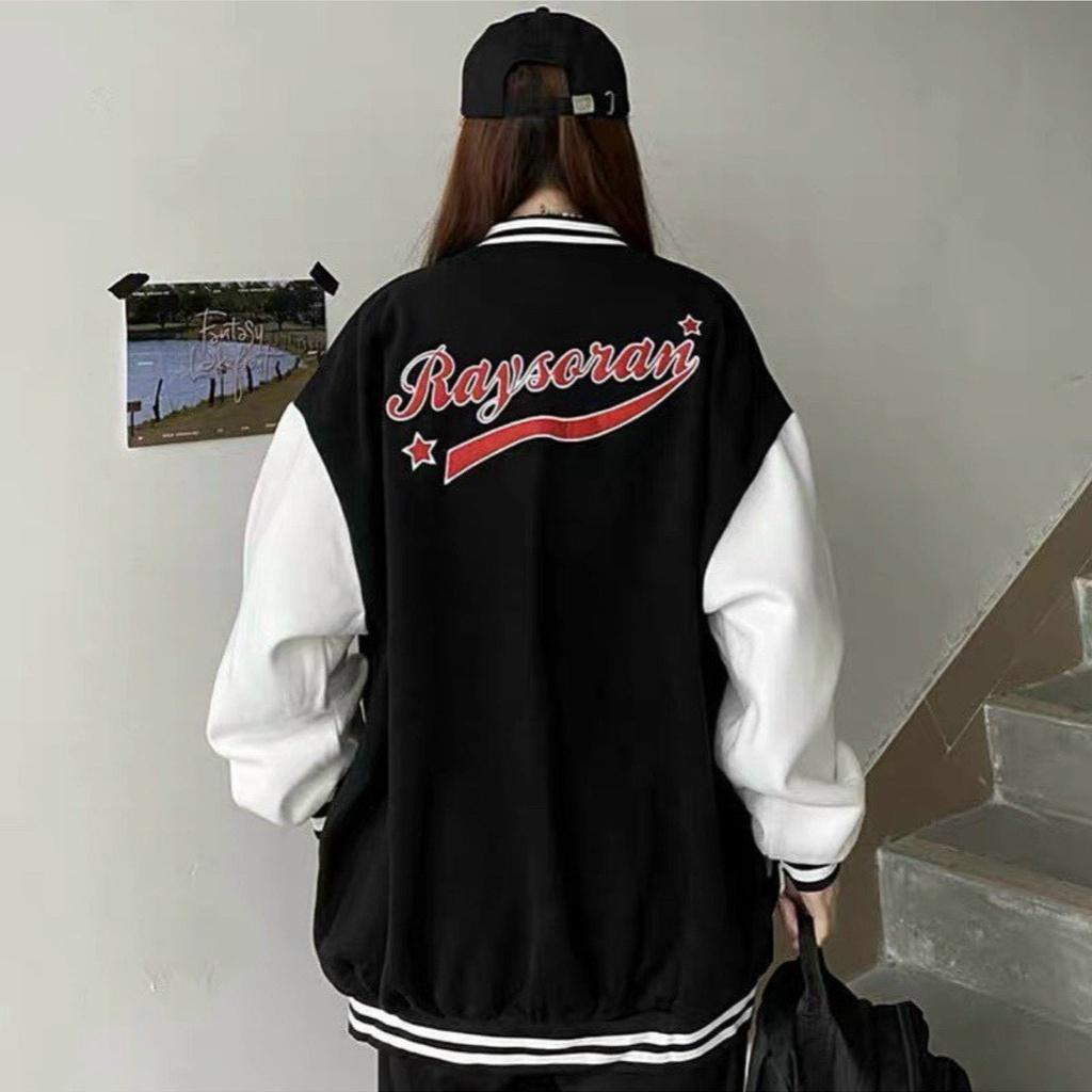 Áo Khoác Bomber Varsity Jacket Thêu Chữ R Raysoran Chất Nỉ Bông Mịn Đẹp