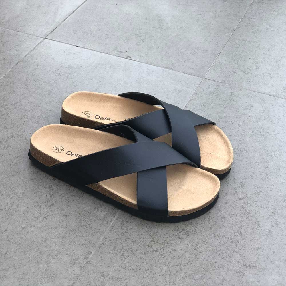 Dép đế trấu Unisex - Hai quai chéo thời trang