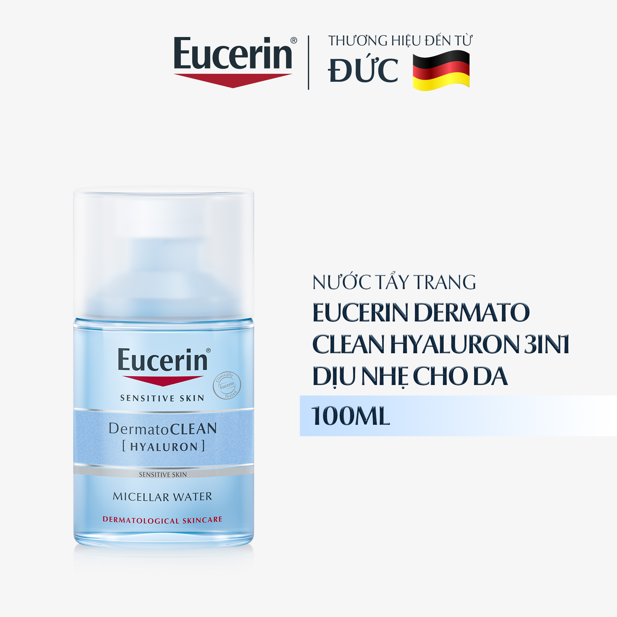 Nước tẩy trang dịu nhẹ cho da nhạy cảm Eucerin DermatoCLEAN Micellar 100ml