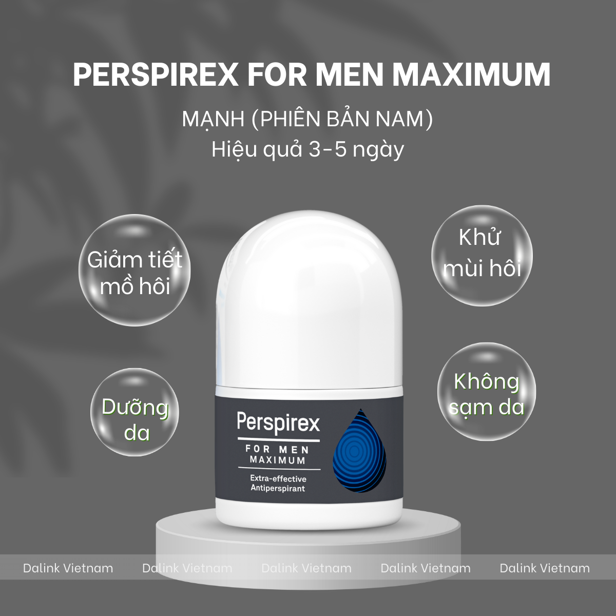 Lăn khử mùi Perspirex for men Maximum: khử mùi và ngăn tiết mồ hôi cho nam loại mạnh 20ml