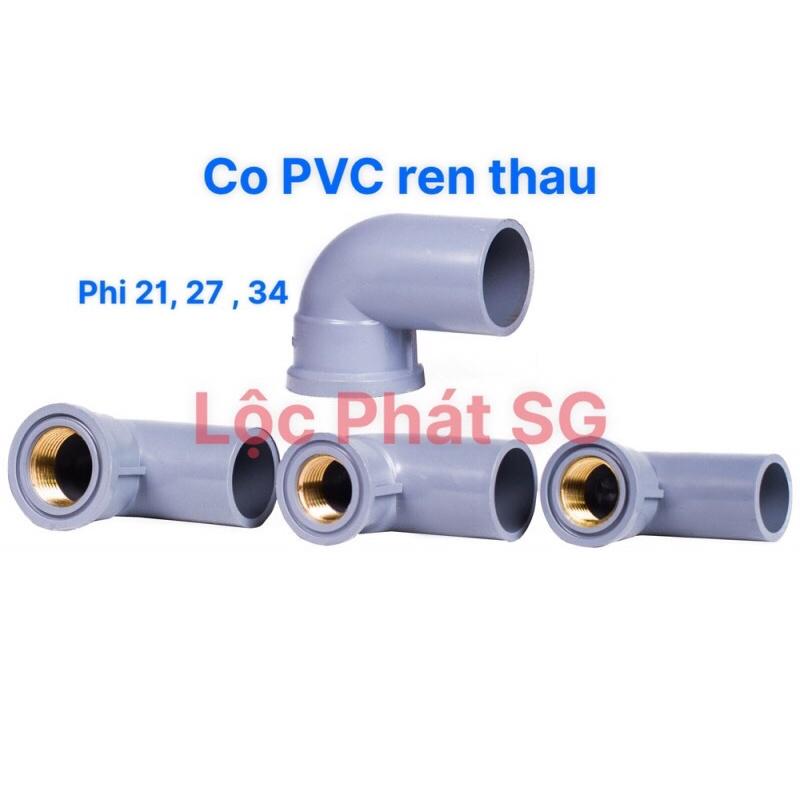 Cút, Co góc ren trong (bằng thau), răng ngoài thau PVC 21, 27, 34, phụ kiện ống nước PVC đủ loại