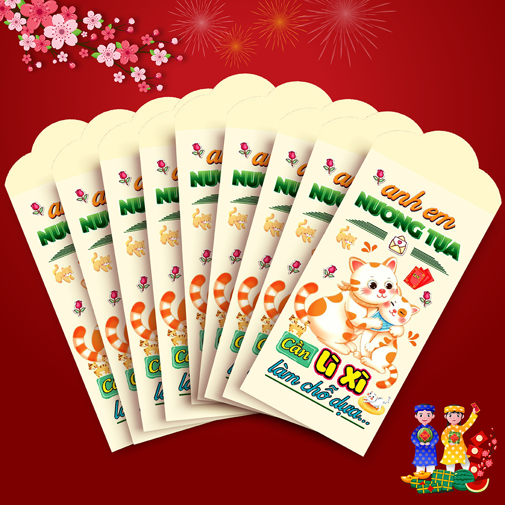 Combo 10 Bao Lì Xì Tết Quý Mão 2023 Cao Cấp - Chúc Năm Mới Trọn Vẹn Yêu Thương, Phát Tài Phát Lộc / Combo Đoàn Viên Lgn