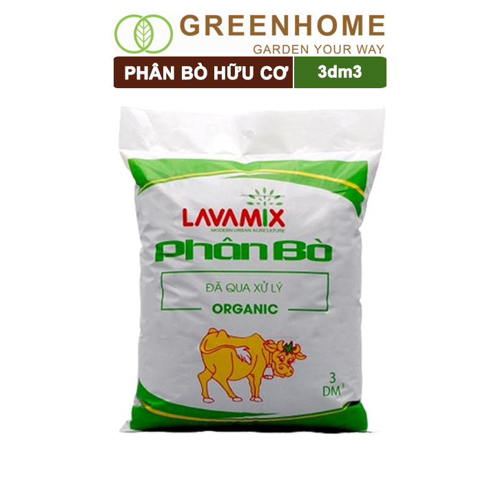 Phân Bò Hữu Cơ Tiện Lợi, Không Mùi Hôi 3dm -  Phân bò Lavamix đã qua xử lí - Túi 1kg