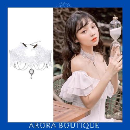 Choker ren cổ điển ren trắng - Arora boutique