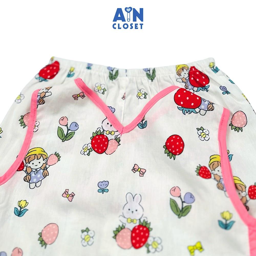 Bộ quần áo Ngắn bé gái hoạ tiết Bé Dâu Đỏ Cotton - AICDBGIUOBDS - AIN Closet