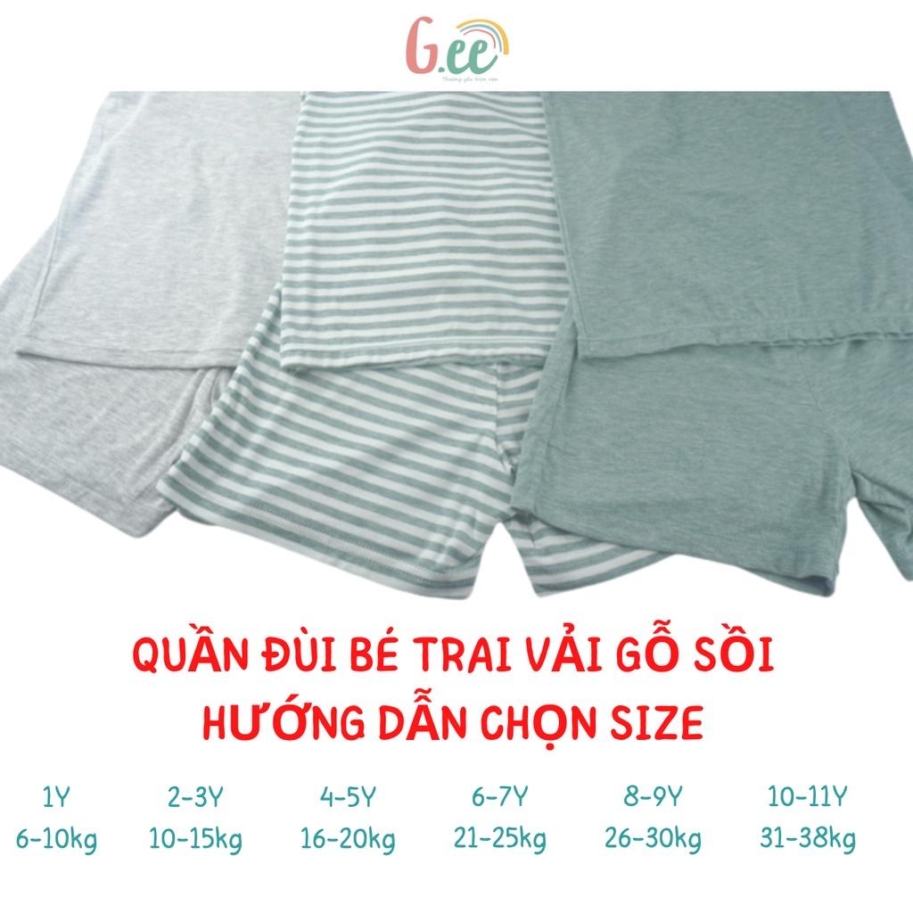 Quần Đùi Bé Trai Quần Thun Cộc Mặc Nhà Trẻ Em Vải Gỗ Sồi Mềm Mịn, Co Giãn, Thấm Hút, Có Size Đại