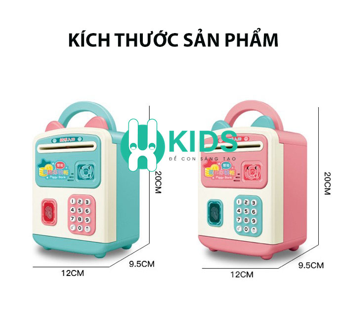 Két sắt mini cho bé mở khoá bằng vân tay, nhận dạng khuôn mặt,ống heo tiết kiệm tiền thông minh có nhạc hình mèo