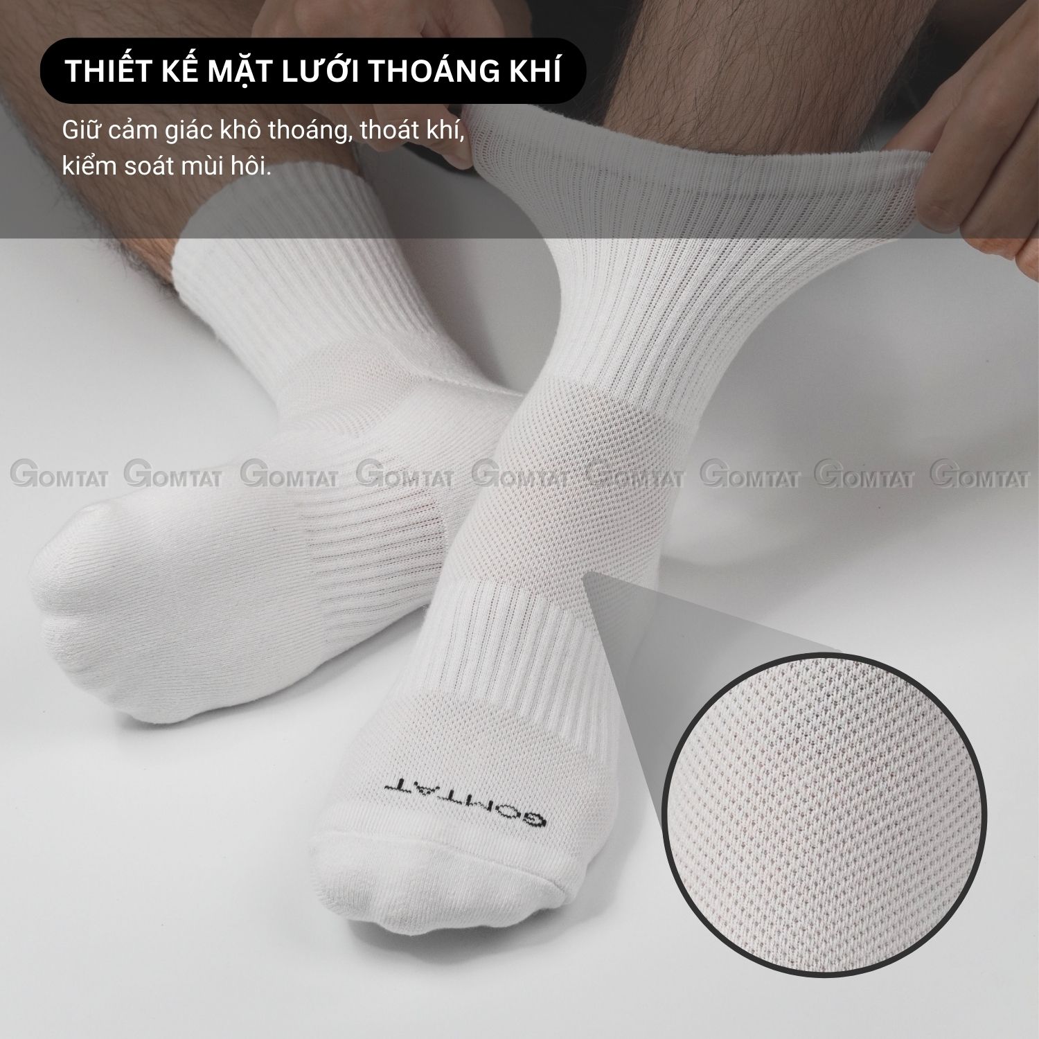 Combo 5 đôi vớ nam nữ cổ lửng GOMTAT, chất liệu cotton dày dặn, có đệm lót xù êm chân - NGAN-STA-5009-TRUNG-CB5