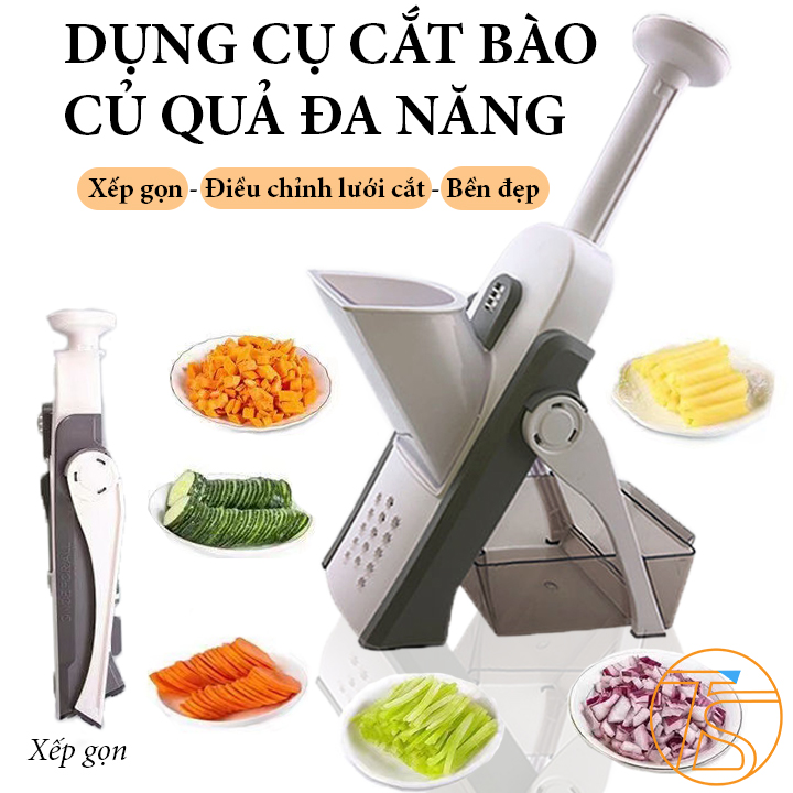 Dụng Cụ Bào Rau Củ Quả Cắt Thái Sợi Gấp Xếp Gọn Có Thể Điều Chỉnh Cắt Dày Mỏng Kèm Theo Chổi Vệ Sinh