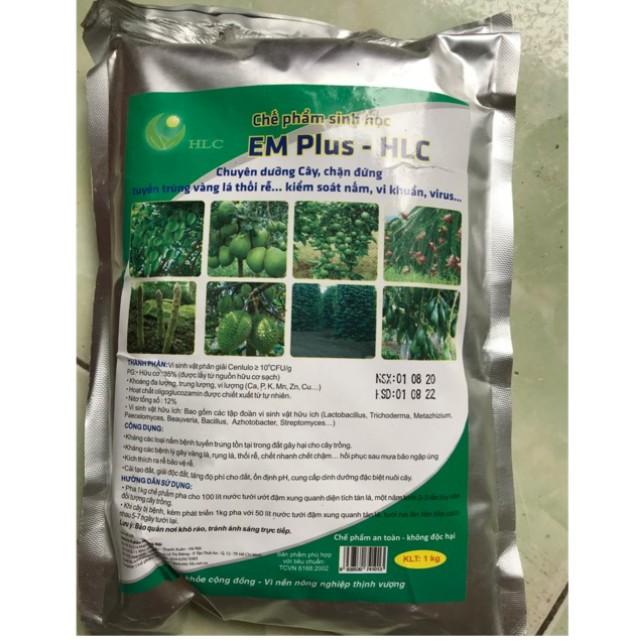 CHẾ PHẨM EM PLUS – HLC chuyên trị vàng lá, thối rễ , mùn xử lý và cải tạo đất- gói 1kg
