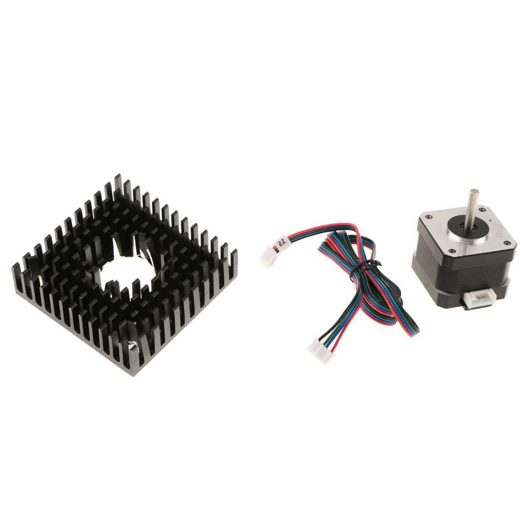 4- Nema17 Stepper Motor 40mm + Extruder Heat Sink Block for 3D Printers