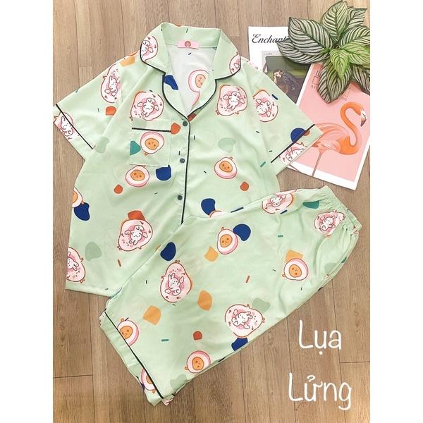 Đồ Bộ Pijama Mặc Nhà Lụa Hàn Lửng Đồ Bộ Nữ Đồ Bộ Mặc Nhà _ Tay Ngắn Quần Lửng ( Form từ 40kg đến 75kg )