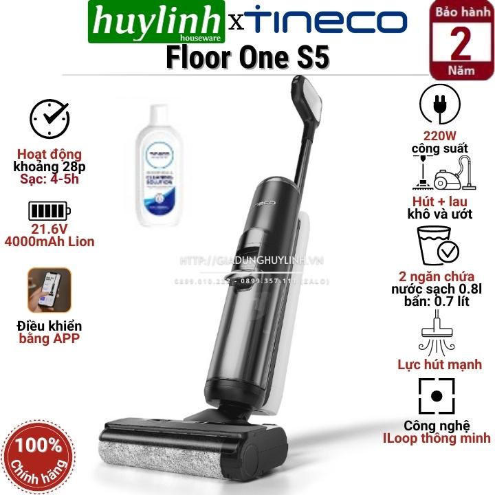 Máy Hút Bụi Lau Sàn Khô Uớt Tự Giặt Giẻ, Diệt Khuẩn TINECO Floor One S5, Thương Hiệu Mỹ Lực Hút 12,000 Pa, Công Suất Hút 30W - Hàng Nhập Khẩu - Bảo Hành 24 Tháng