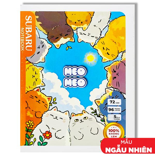 Tập Subaru Meo Meo - 5 Ô Ly Vuông - 96 Trang 72gsm - Vĩnh Thịnh A082-V1 (Mẫu Bìa Giao Ngẫu Nhiên)