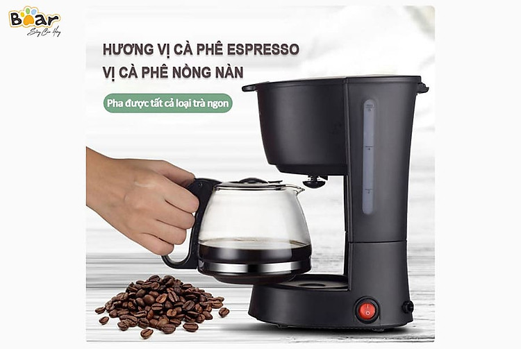 Máy Pha Cà Phê Mini Cá Nhân Và Gia Đình BEAR KFJ-403 Dung Tích 600 ML Công Suất 550 W - Hàng Chính Hãng