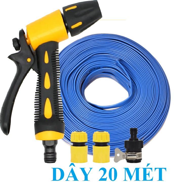 Bộ dây vòi xịt nước rửa xe, tưới cây . tăng áp 3 lần, loại 20m 206319 cút sập, nối đen