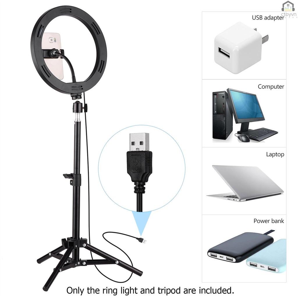 Vòng đèn LED RGB màu sắc 10 inch 3000-6000K điều khiển từ xa kèm giá đỡ điện thoại chuyên dụng cho chụp ảnh live stream