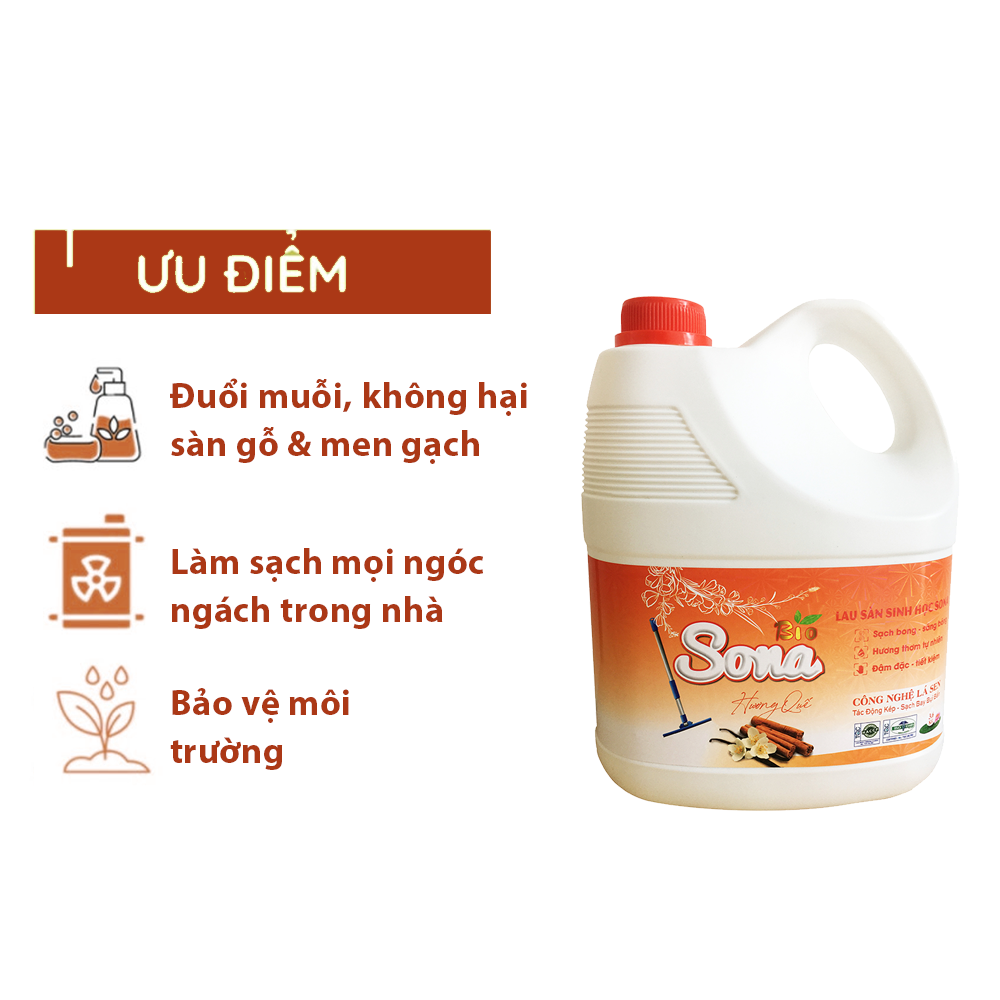 Nước lau nhà hương quế/ hương chanh sả 3,6kg hữu cơ lau sàn sạch bong ngát hương thơm