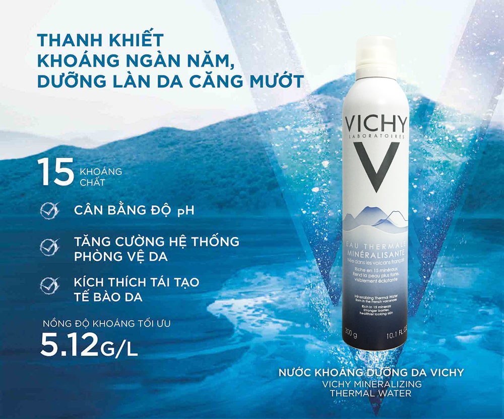 Nước Xịt Khoáng Dưỡng Da VICHY Mineralizing Thermal Water (300ml) - TẶNG MÓC KHÓA