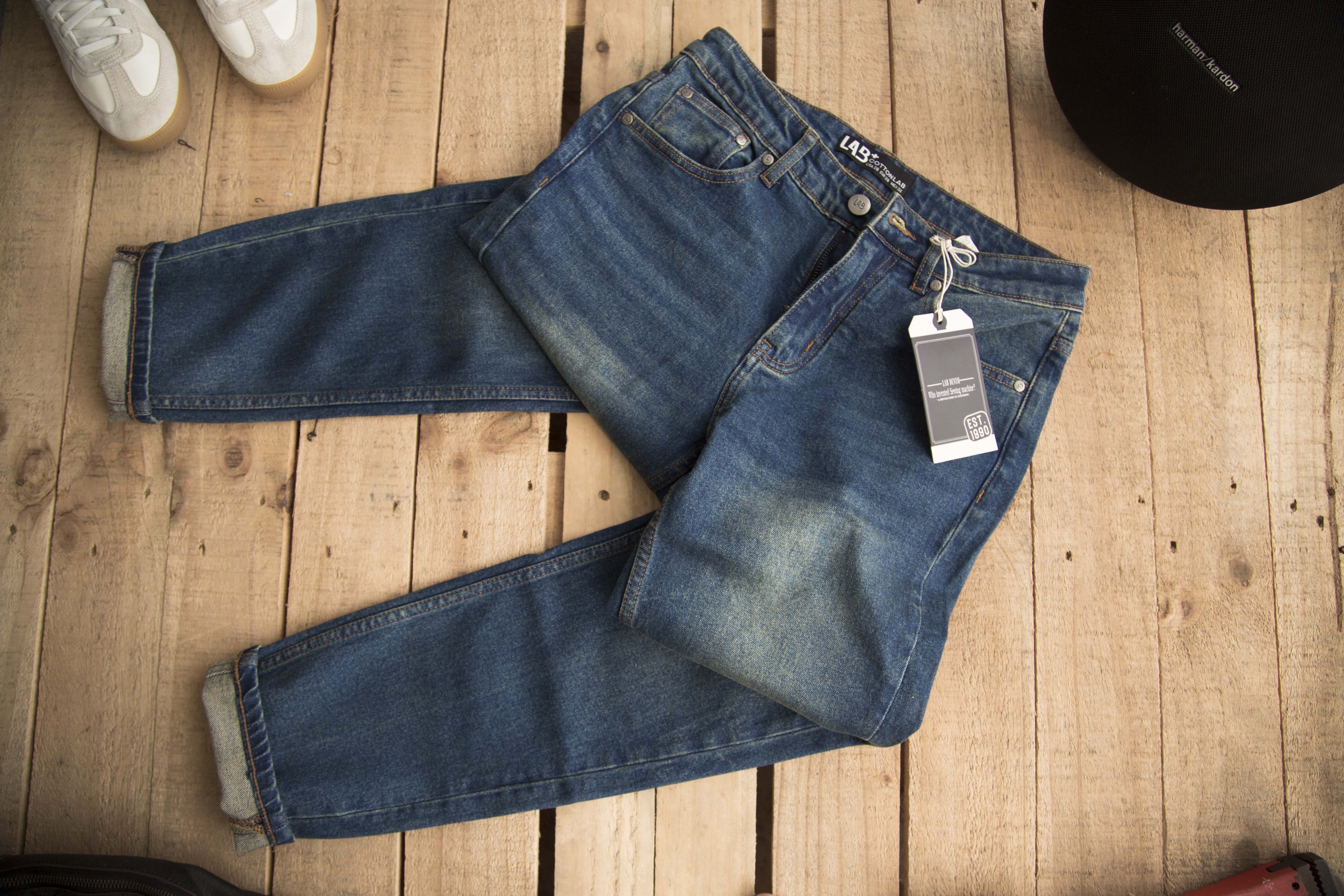 [CHÍNH HÃNG] Quần Jean nam vải Denim co giãn nhẹ form Slim ống đứng | quần nam jean xanh đậm - LAB220904
