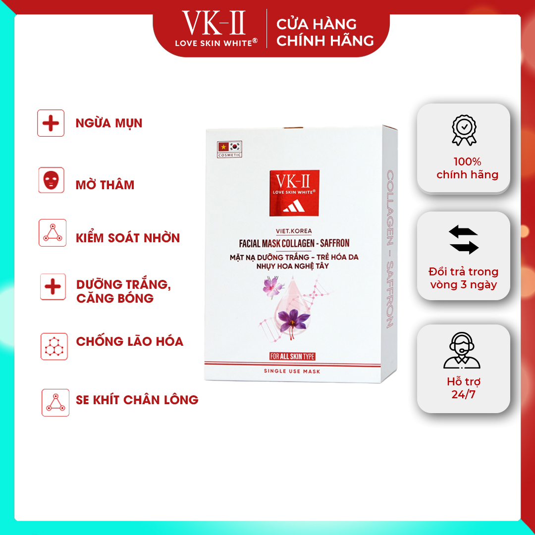 Mặt Nạ Dưỡng Trắng - Trẻ Hóa Da Nhụy Hoa Nghệ Tây VK II ( LSW ) ( 6 miếng/hộp )