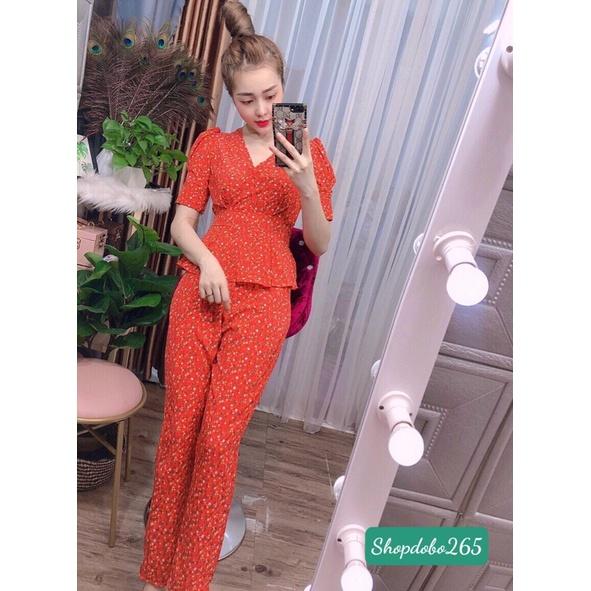 Đồ bộ nữ,đồ ngủ mặc nhà vải lụa họa tiết hoa nhí siêu cưng size 45-57kg.