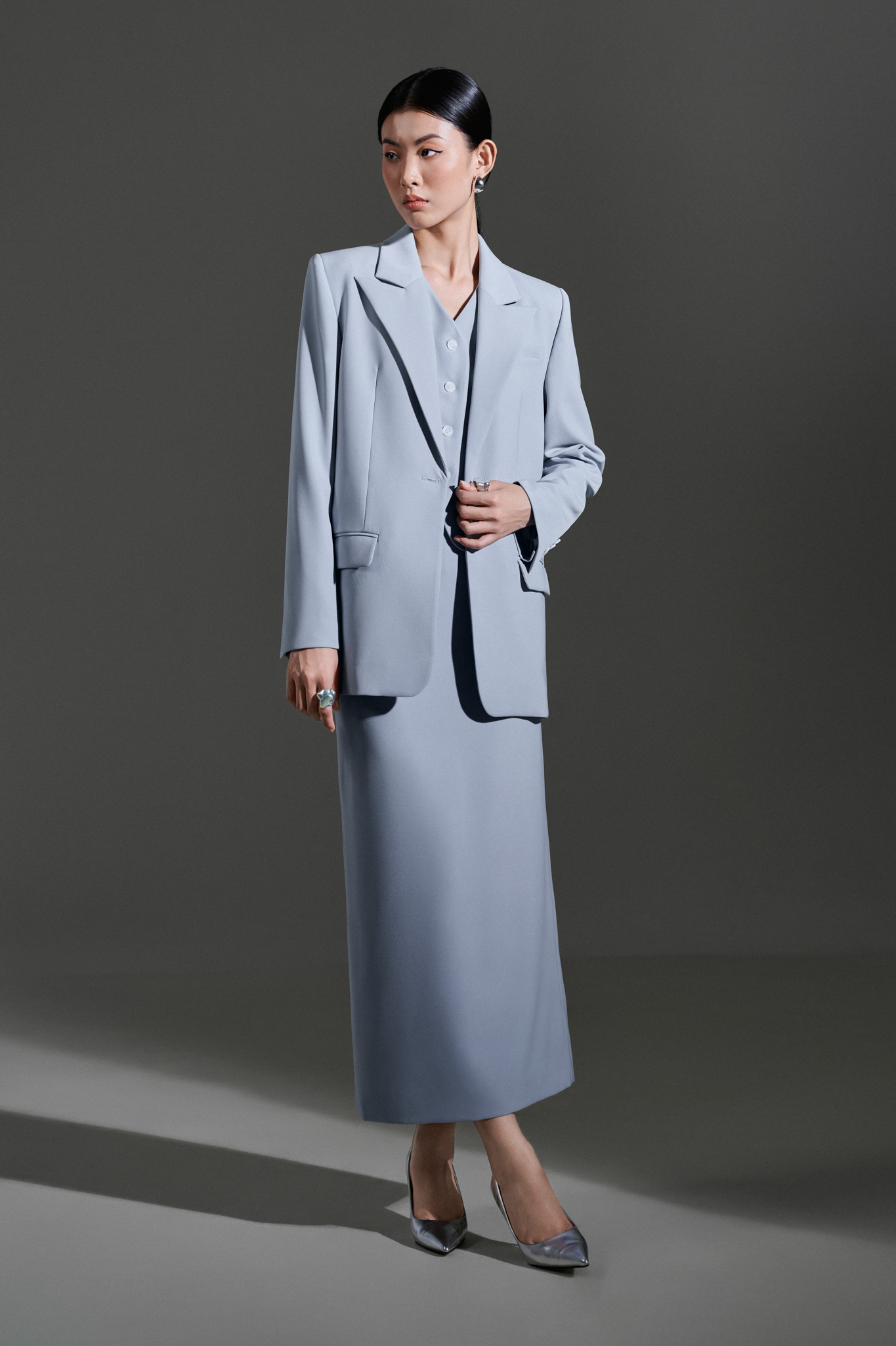 Áo Blazer dáng suông Xavia thiết kế cao cấp WHITE CHIC