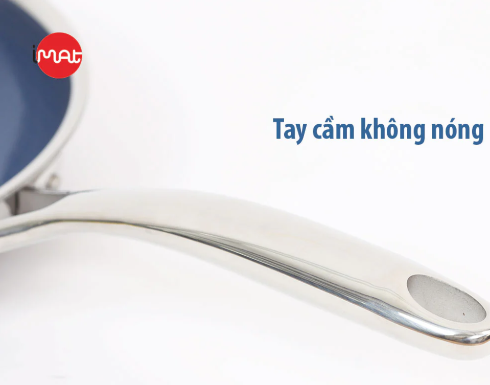 [Hàng chính hãng] Chảo chiên/ rán iMAT Hybrid Blackcube chống dính Ceramic lòng xanh mới size 28cm