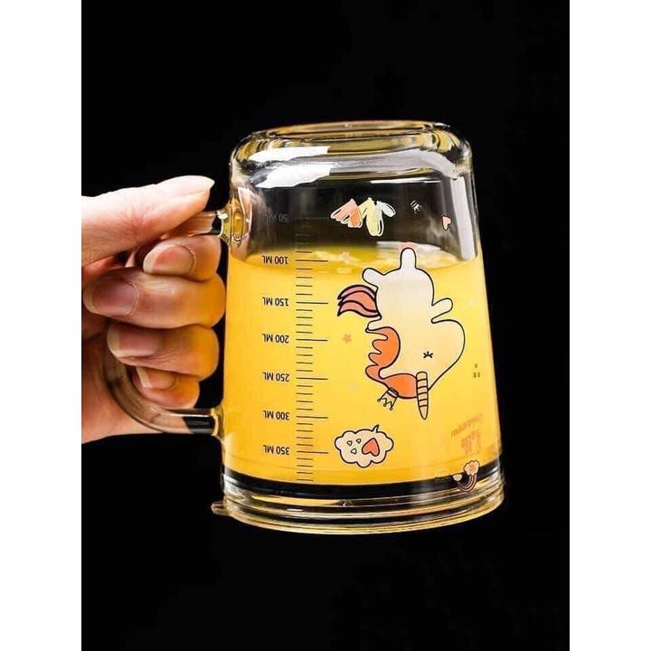 Ly Cốc Pha Sữa Chia Vạch Thủy Tinh Chịu Nhiệt Kèm Ống Hút